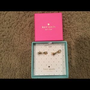 NIB KATE SPADE LOVE NOTES GOLD BOW EARRINGS